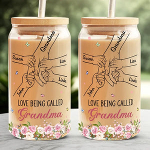 Love Being Called Grammy - Family Personalized Custom Glass Cup, Iced Coffee Cup - Mother's Day, Gift For Mom, Grandma