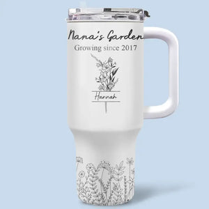 My Mother Is The Sweet Flower Of Love - Family Personalized Custom 40 Oz Stainless Steel Tumbler With Handle - Mother's Day, Gift For Mom, Grandma