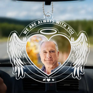 Custom Photo Forever In Our Hearts - Memorial Personalized Custom Car Ornament - Acrylic Custom Shaped - Sympathy Gift For Family Members