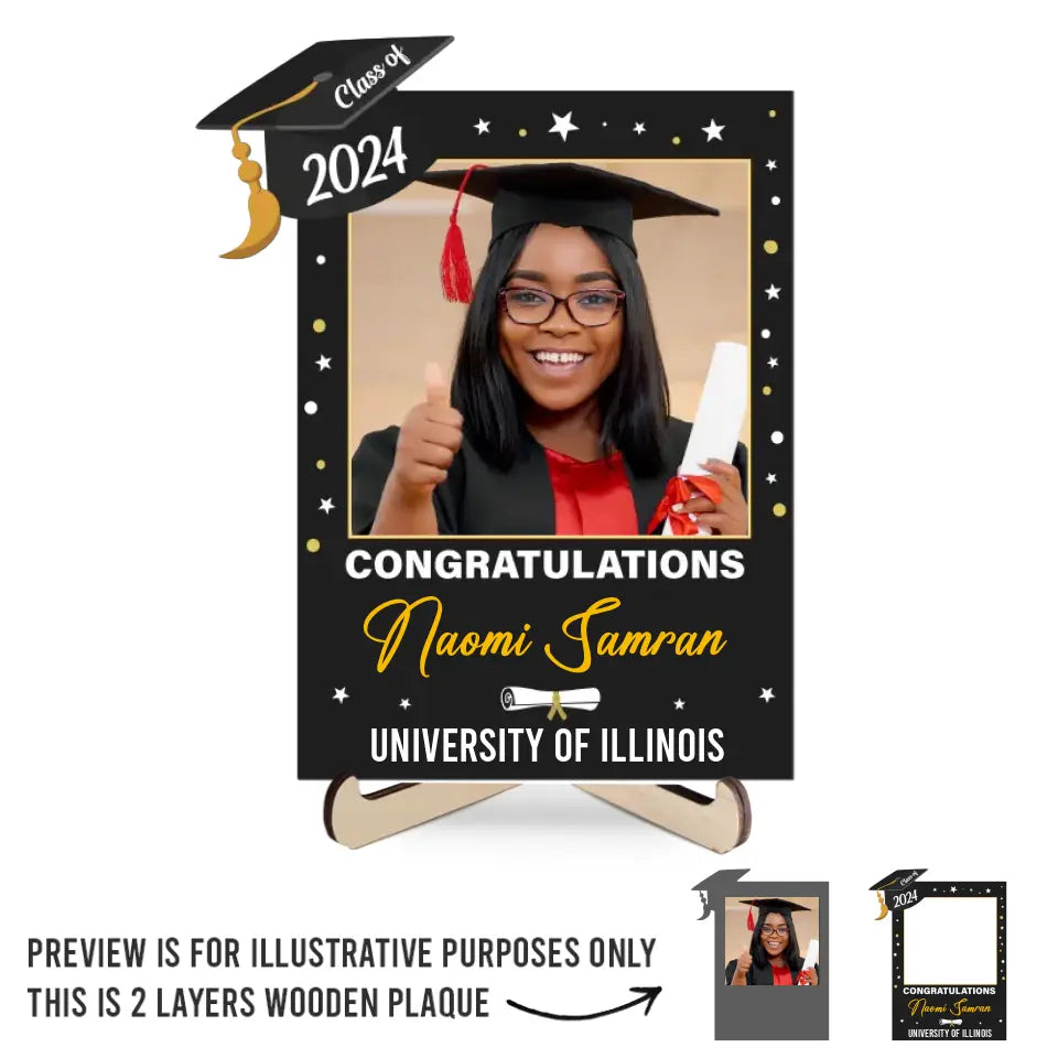 Custom Photo To Exist Is To Change - Family Personalized Custom 2-Layered Wooden Plaque With Stand - Graduation Gift For Siblings, Brothers, Sisters