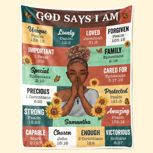 God Says I Am - Family Personalized Custom Blanket - Gift For Family Members