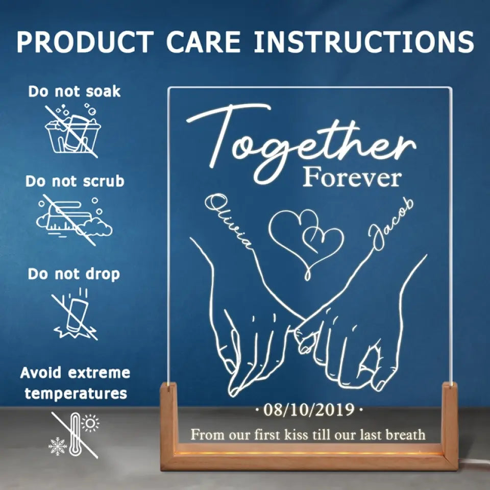 Love You Today, Love You Tomorrow - Couple Personalized Custom Shaped 3D LED Walnut Night Light - Gift For Husband Wife, Anniversary