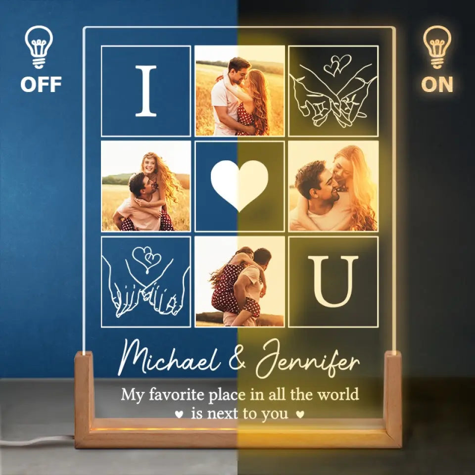 Custom Photo You Are My Favorite One - Couple Personalized Custom Shaped 3D LED Walnut Night Light - Gift For Husband Wife, Anniversary