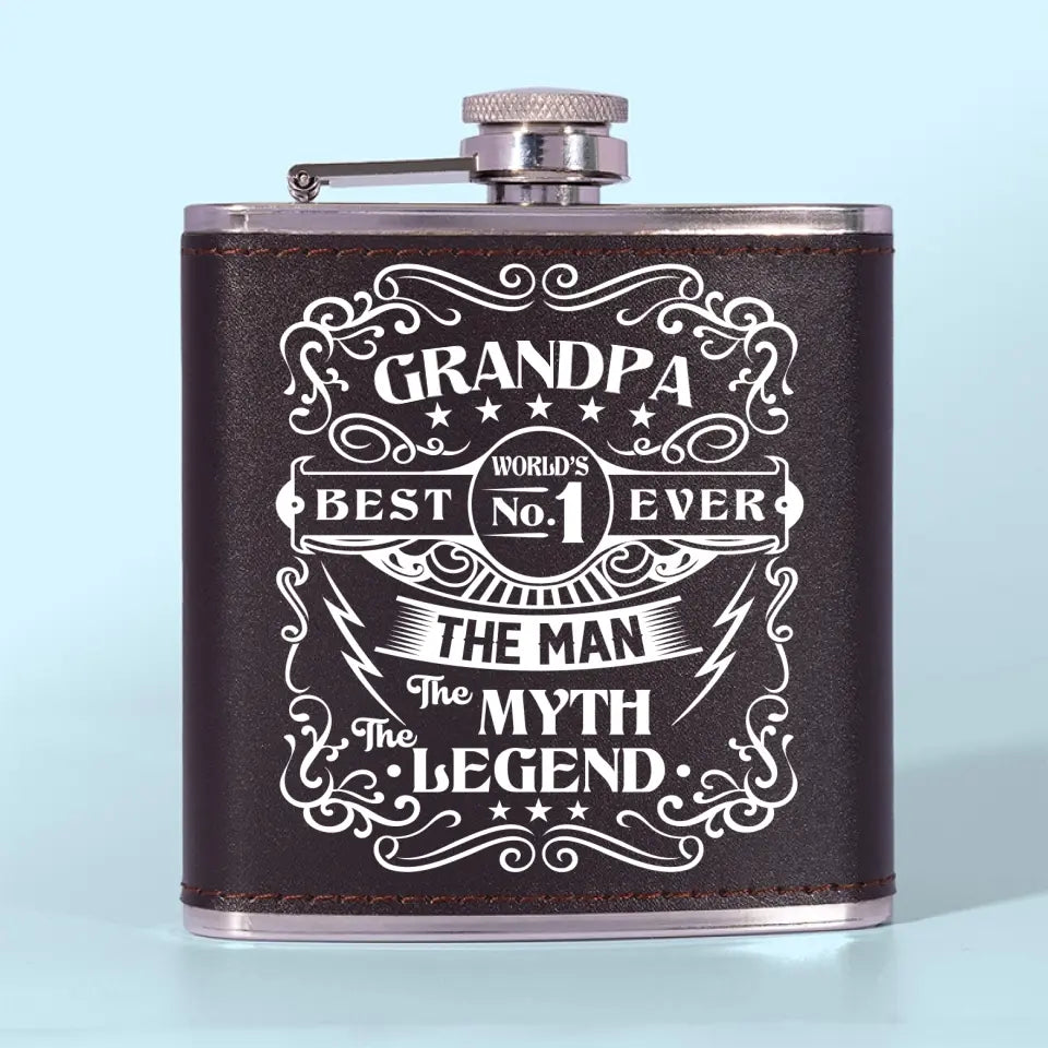 The Man The Myth The Legend - Family Personalized Custom Hip Flask - Father's Day, Gift For Dad, Grandpa