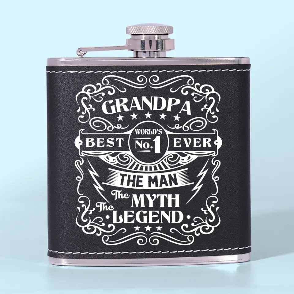 The Man The Myth The Legend - Family Personalized Custom Hip Flask - Father's Day, Gift For Dad, Grandpa