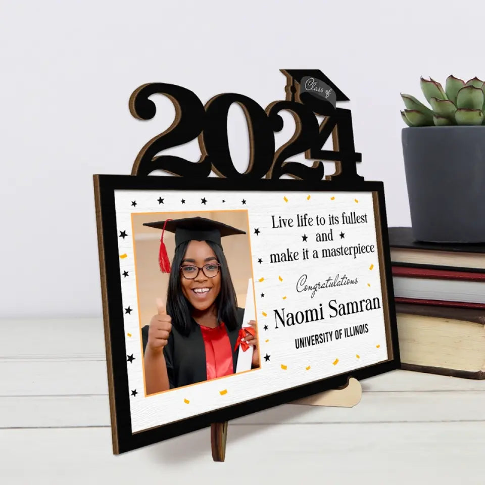 Live Life To Its Fullest - Family Personalized Custom 2-Layered Wooden Plaque With Stand - Gift For Dad, Grandpa