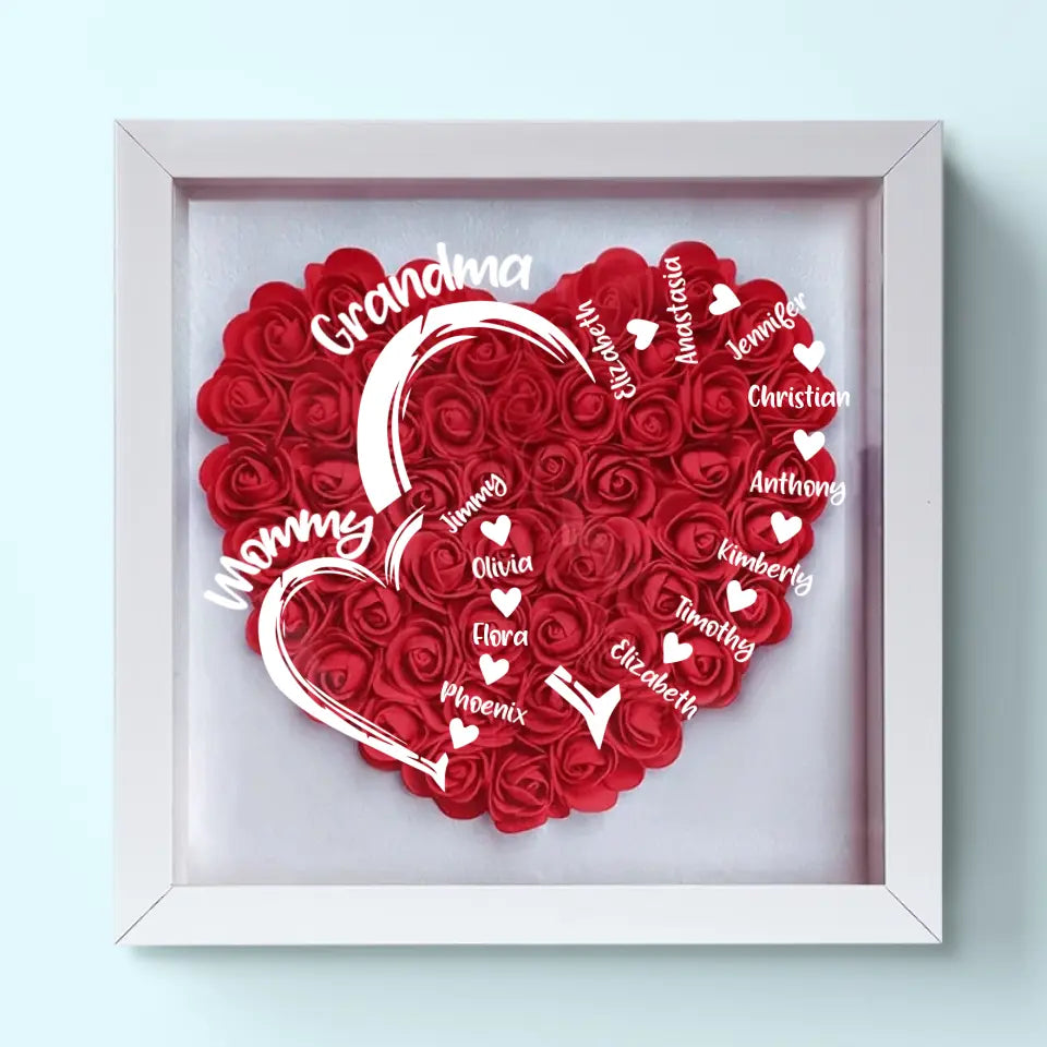 The Amazing Journey Of A Mother's Love - Family Personalized Custom Flower Shadow Box - Mother's Day, Gift For Mom, Grandma