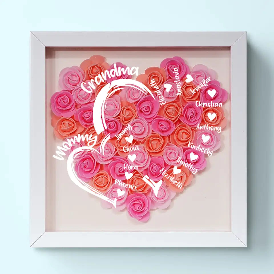 The Amazing Journey Of A Mother's Love - Family Personalized Custom Flower Shadow Box - Mother's Day, Gift For Mom, Grandma