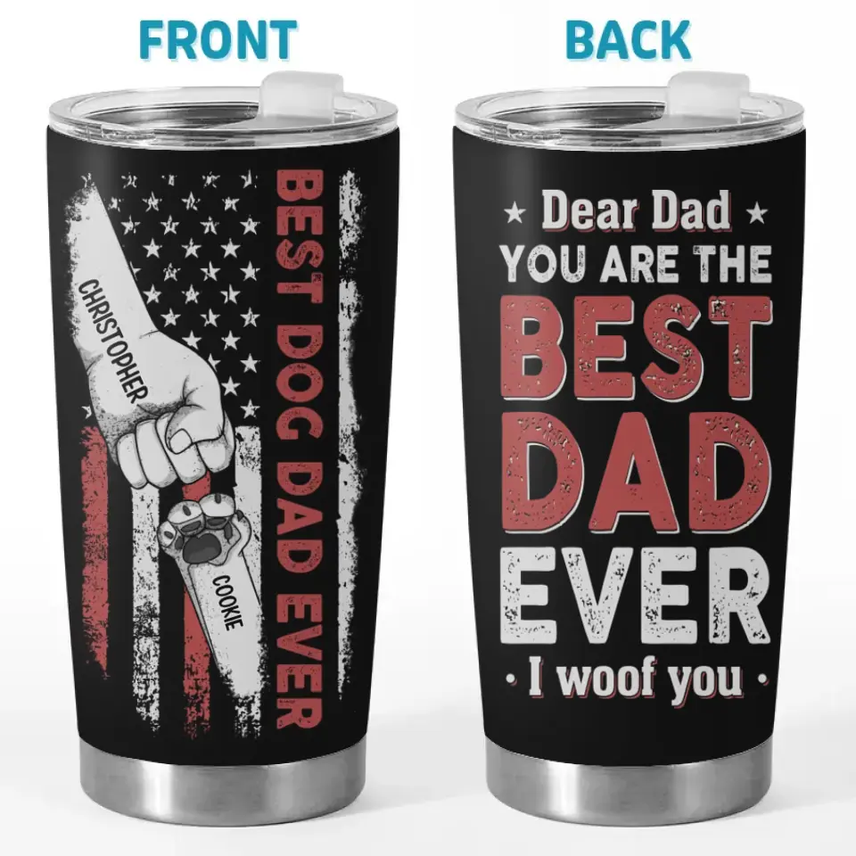 You Are The Best Dad Ever I Woof You - Dog Personalized Custom Tumbler - Father's Day, Gift For Pet Owners, Pet Lovers
