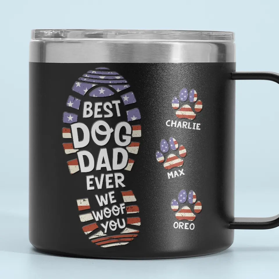 I Woof You Every Day - Dog Personalized Custom 14oz Stainless Steel Tumbler With Handle - Gift For Pet Owners, Pet Lovers