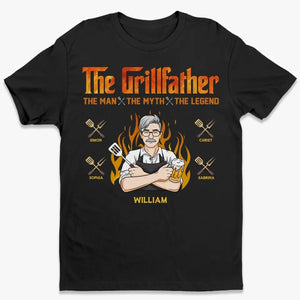 The Grillfather, The Legend - Family Personalized Custom Unisex T-shirt, Hoodie, Sweatshirt - Father's Day, Gift For Dad, Grandpa