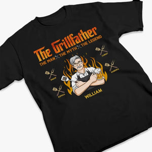 The Grillfather, The Legend - Family Personalized Custom Unisex T-shirt, Hoodie, Sweatshirt - Father's Day, Gift For Dad, Grandpa