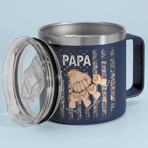 Great Fathers Find Solutions - Family Personalized Custom 14oz Stainless Steel Tumbler With Handle - Father's Day, Gift For Dad, Grandpa