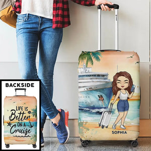 The Sea Is Calling - Travel Personalized Custom Luggage Cover - Holiday Vacation Gift, Gift For Adventure Travel Lovers