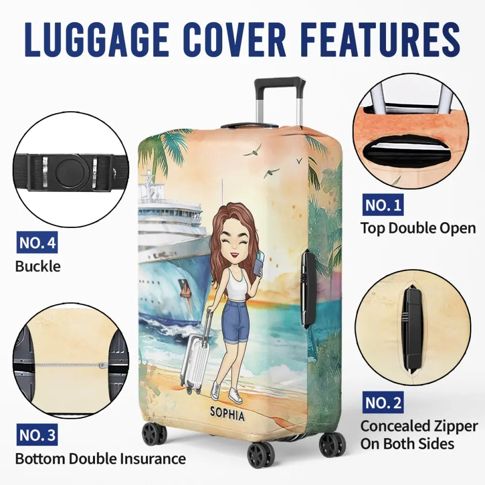 The Sea Is Calling - Travel Personalized Custom Luggage Cover - Holiday Vacation Gift, Gift For Adventure Travel Lovers