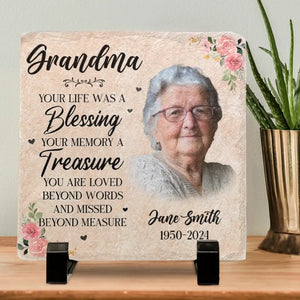 Custom Photo You're Gone But Not Forgotten - Memorial Personalized Custom Square Shaped Memorial Stone - Sympathy Gift For Family Members