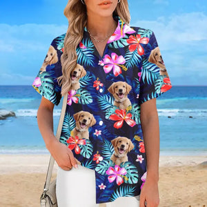 Custom Photo It's Summer & Time For Wandering - Dog & Cat Personalized Custom Unisex Tropical Hawaiian Aloha Shirt - Summer Vacation Gift, Gift For Pet Owners, Pet Lovers