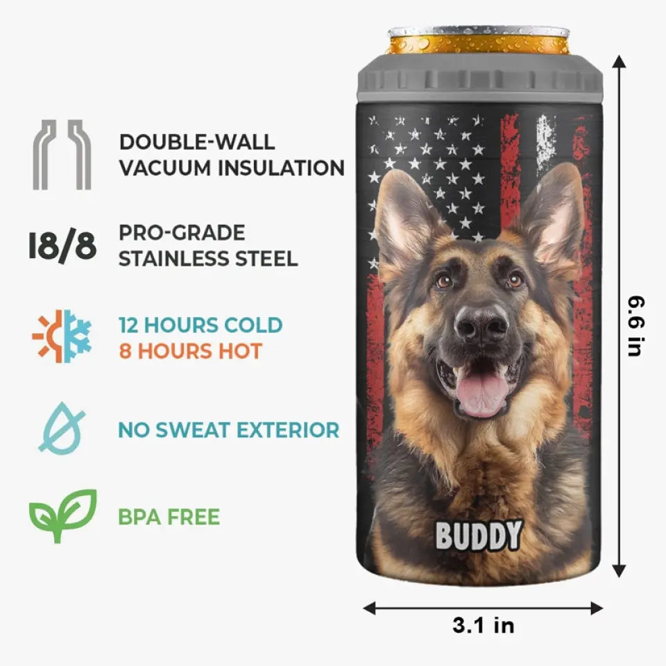Custom Photo Hold My Drink I Gotta Pet This Dog - Dog Personalized Custom 4 In 1 Can Cooler Tumbler - Father's Day, Gift For Pet Owners, Pet Lovers