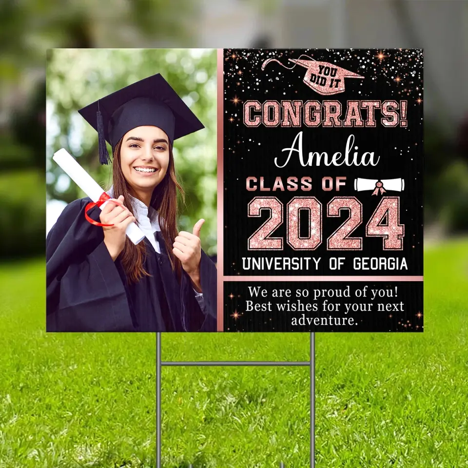 Custom Photo Best Wish For Your Next Adventure - Family Personalized Custom Yard Sign - Graduation Gift For Family Members, Siblings, Brothers, Sisters