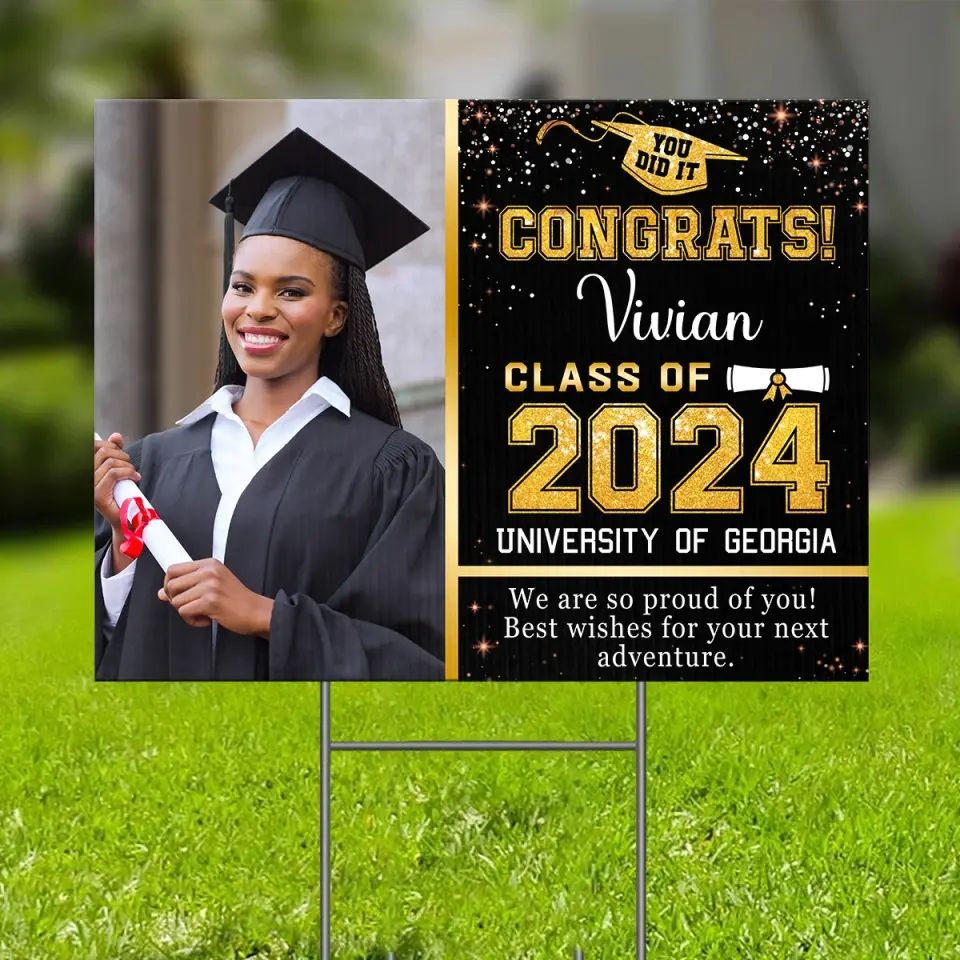 Custom Photo Best Wish For Your Next Adventure - Family Personalized Custom Yard Sign - Graduation Gift For Family Members, Siblings, Brothers, Sisters