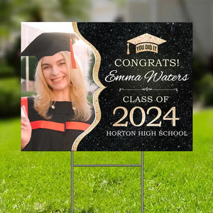 Custom Photo A Sweet Ending To The New Beginning - Family Personalized Custom Yard Sign - Graduation Gift For Family Members, Siblings, Brothers, Sisters