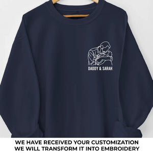 Custom Photo The Best Dad Ever - Family Personalized Custom Line Embroidered Sweatshirt - Father's Day, Gift For Dad