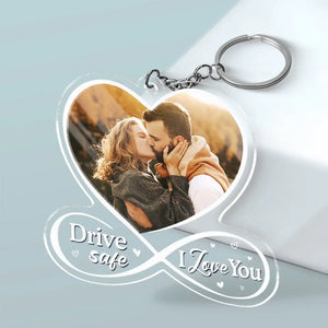 Custom Photo Love Is A Road Trip With You - Couple Personalized Custom Shaped Acrylic Keychain - Gift For Husband Wife, Anniversary