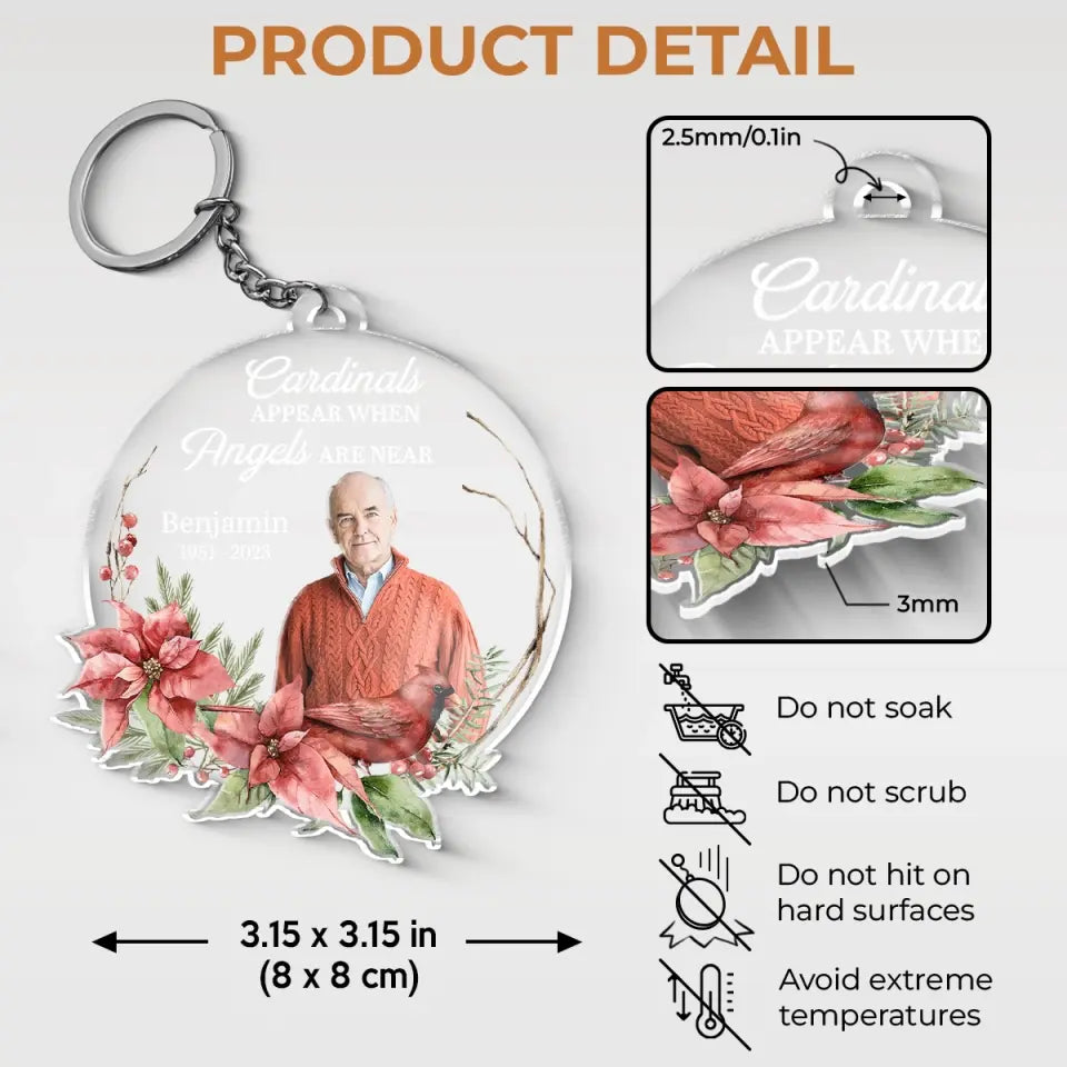 Custom Photo We Only Part To Meet Again - Memorial Personalized Custom Shaped Acrylic Keychain - Sympathy Gift For Family Members