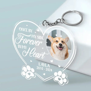 Custom Photo You Left Paw Prints On My Heart Forever - Memorial Personalized Custom Shaped Acrylic Keychain - Sympathy Gift For Pet Owners, Pet Lovers