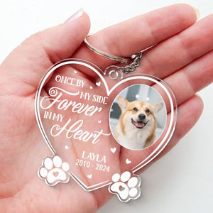 Custom Photo You Left Paw Prints On My Heart Forever - Memorial Personalized Custom Shaped Acrylic Keychain - Sympathy Gift For Pet Owners, Pet Lovers