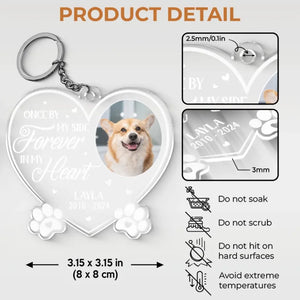 Custom Photo You Left Paw Prints On My Heart Forever - Memorial Personalized Custom Shaped Acrylic Keychain - Sympathy Gift For Pet Owners, Pet Lovers