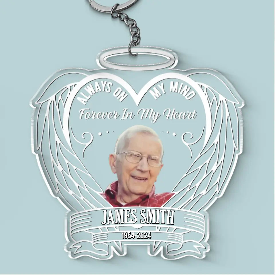 Forever In My Heart - Memorial Personalized Custom Shaped Acrylic Keychain - Sympathy Gift For Family Members