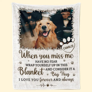 Custom Photo A Big Hug From Me - Memorial Personalized Custom Blanket - Sympathy Gift For Pet Owners, Pet Lovers