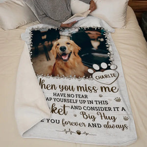 Custom Photo A Big Hug From Me - Memorial Personalized Custom Blanket - Sympathy Gift For Pet Owners, Pet Lovers