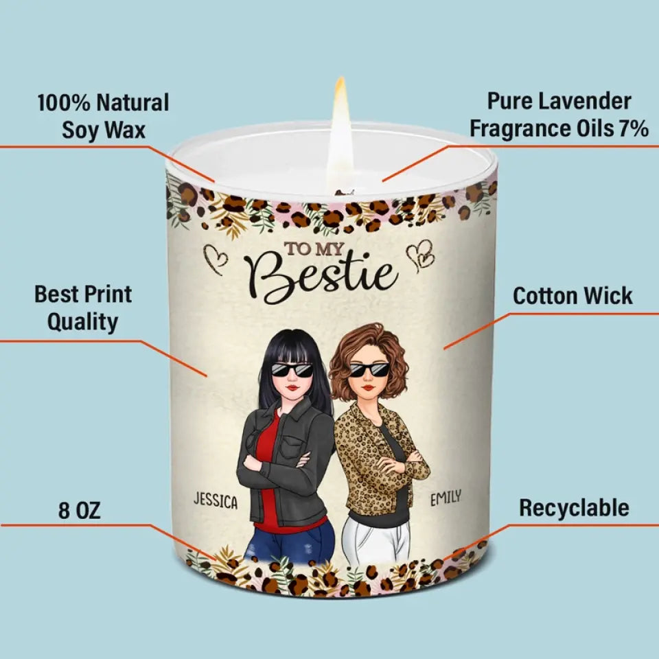 Raising A Glass To Our Unique Brand Of Friendship - Bestie Personalized Custom Smokeless Scented Candle - Gift For Best Friends, BFF, Sisters