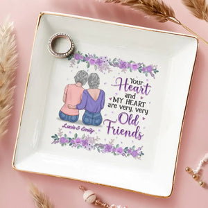 Ancient Hearts, Eternal Friends - Bestie Personalized Custom Jewelry Dish - Gift For Best Friends, BFF, Sisters