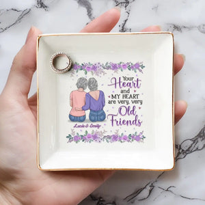 Ancient Hearts, Eternal Friends - Bestie Personalized Custom Jewelry Dish - Gift For Best Friends, BFF, Sisters