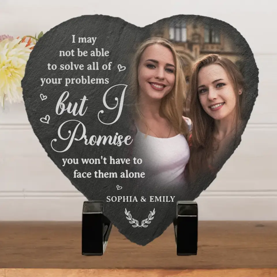 Because Of You I Laugh A Little Harder - Bestie Personalized Custom Heart Shaped Stone With Stand - Gift For Best Friends, BFF, Sisters