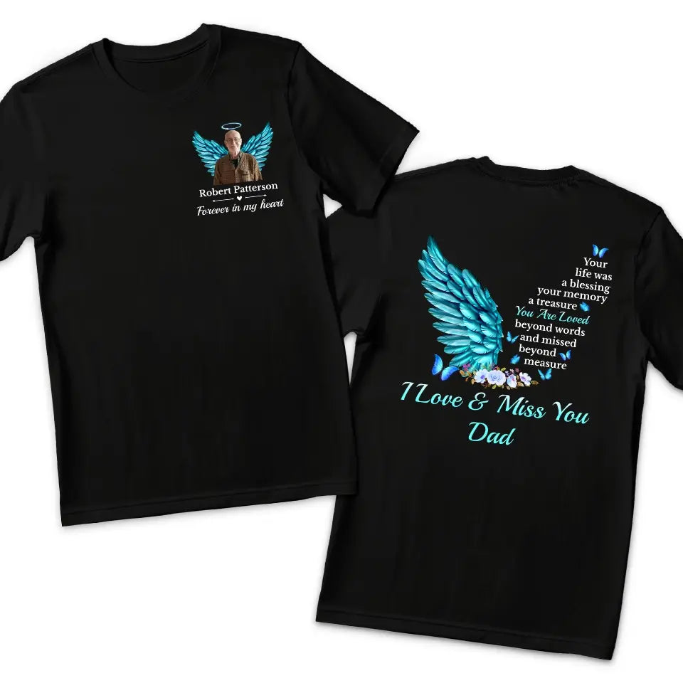 Custom Photo Your Life Was A Blessing, Your Memory A Treasure - Memorial Personalized Custom Back And Front Printed Unisex T-shirt - Sympathy Gift For Family Members