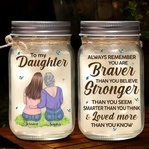 You Are Stronger Than You Seem - Family Personalized Custom Mason Jar Light - Gift For Mom, Daughter