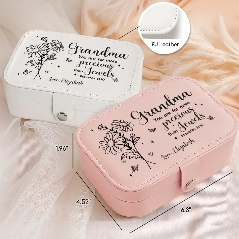 You Are Far More Precious Than Jewels - Family Personalized Custom Jewelry Case - Gift For Mom, Grandma