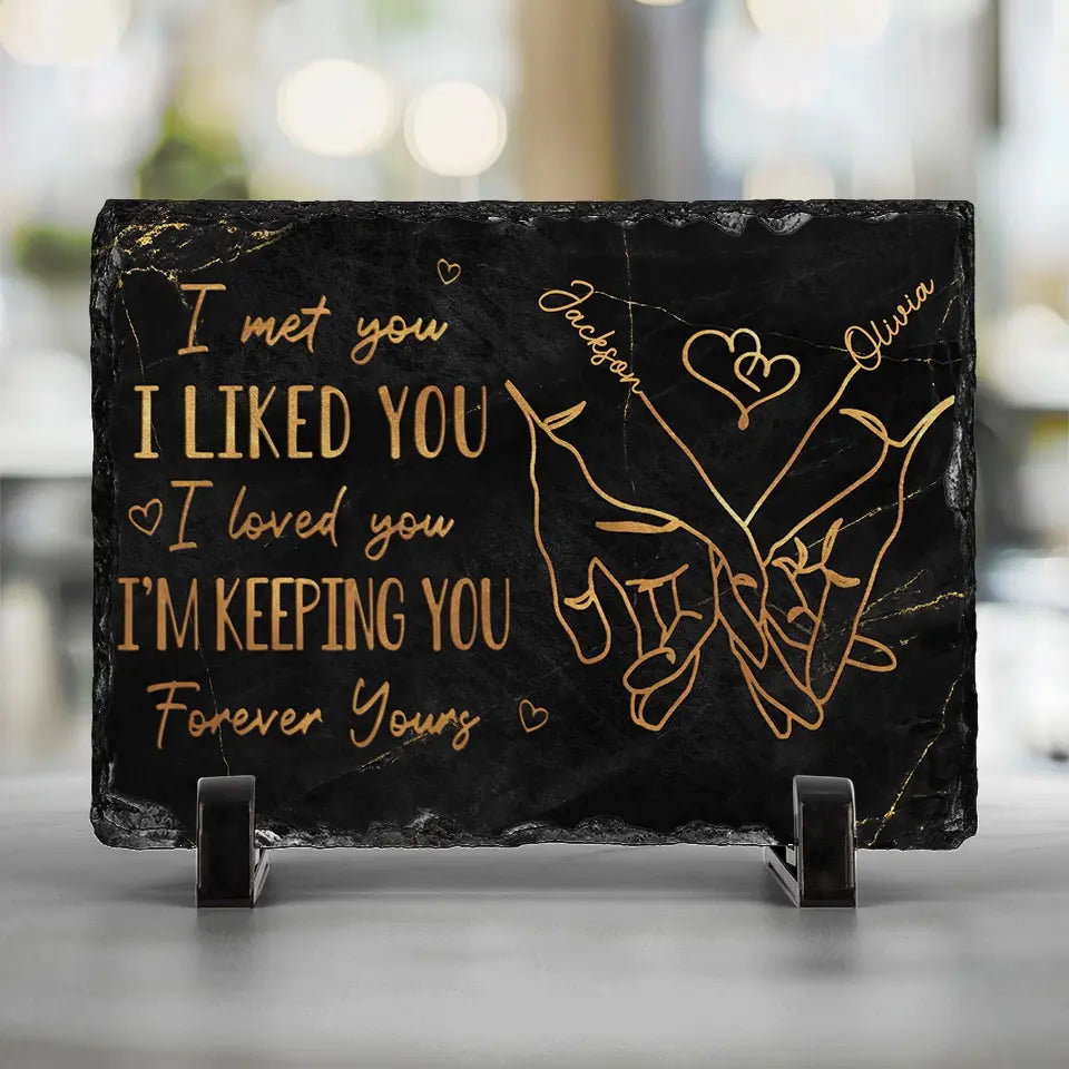 I Love You, Forever Yours - Couple Personalized Custom Rectangle Shaped Stone With Stand - Gift For Husband Wife, Anniversary