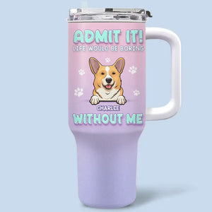 Fur-Real Friendships Last A Lifetime - Dog & Cat Personalized Custom 40 Oz Stainless Steel Tumbler With Handle - Gift For Pet Owners, Pet Lovers