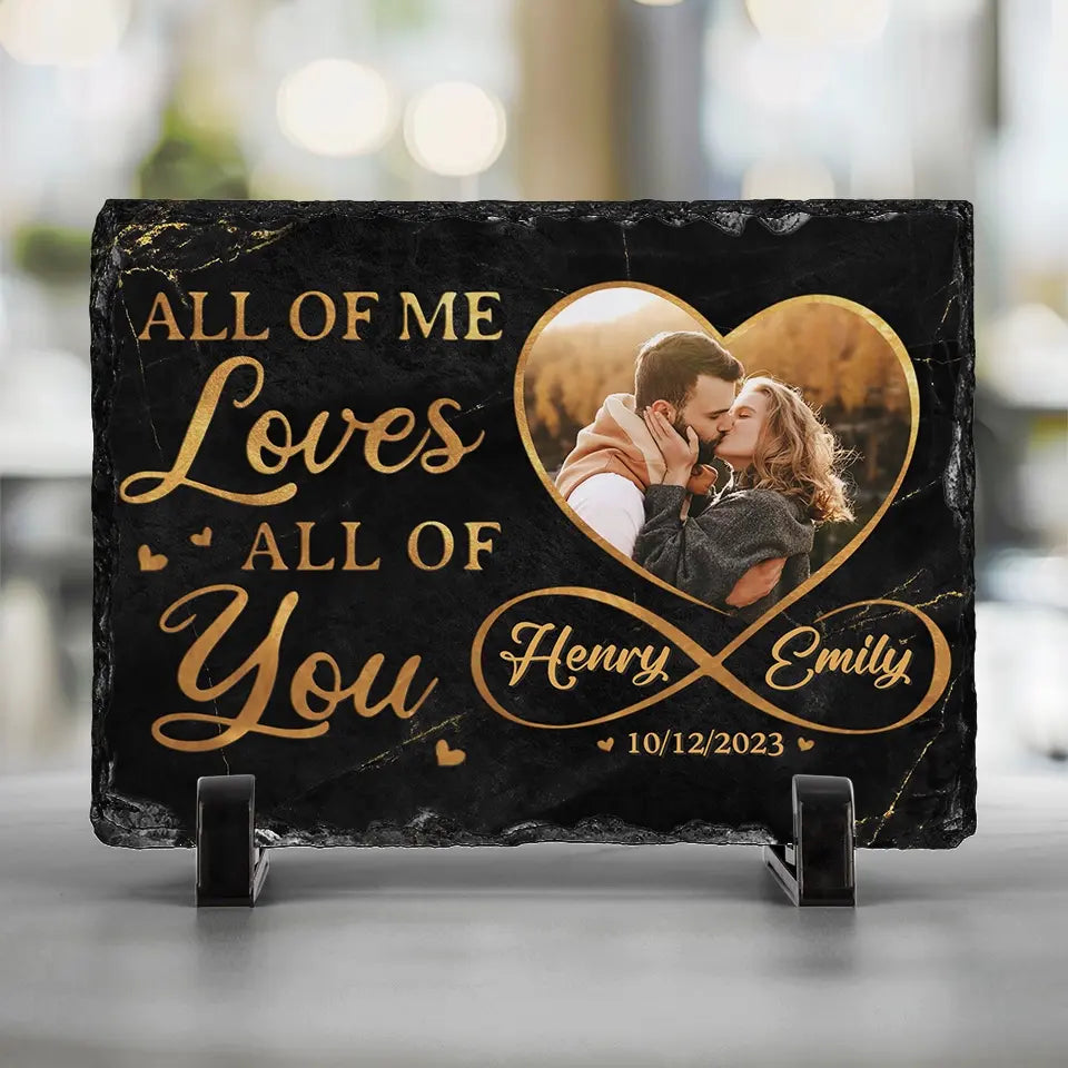 Custom Photo A True Love Story Never Ends - Couple Personalized Custom Rectangle Shaped Stone With Stand - Gift For Husband Wife, Anniversary