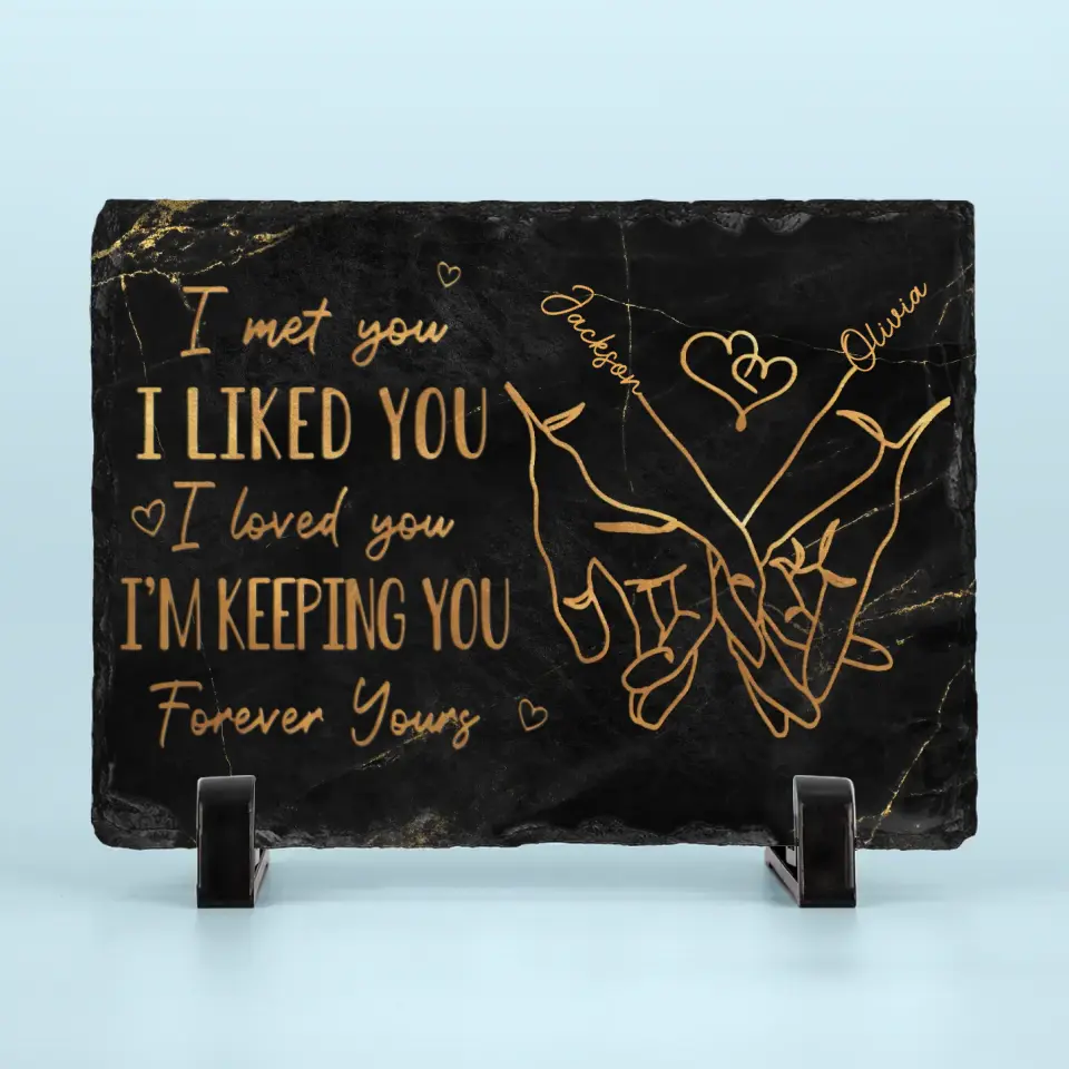 I Love You, Forever Yours - Couple Personalized Custom Rectangle Shaped Stone With Stand - Gift For Husband Wife, Anniversary