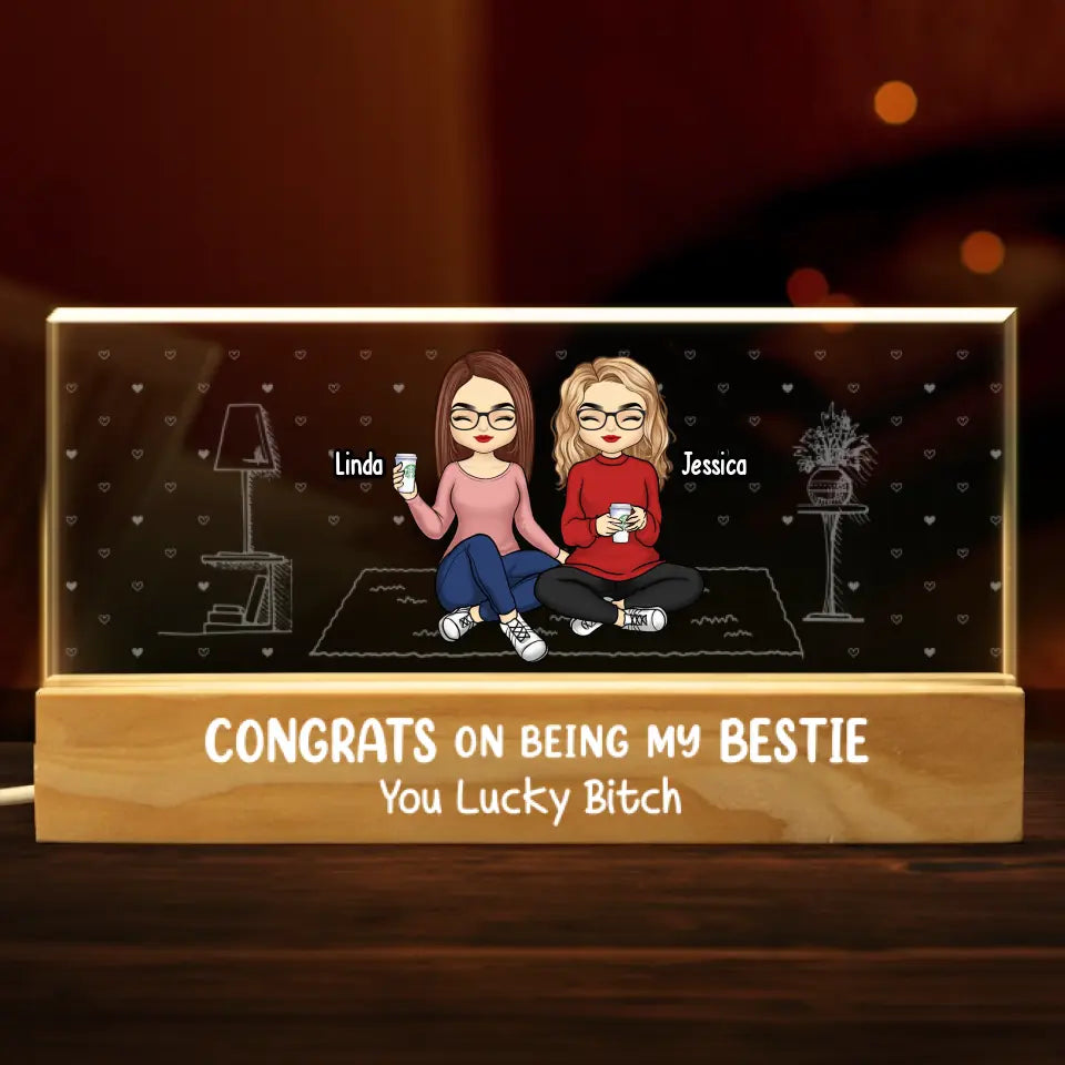 Celebrating Our Amazing Bond - Bestie Personalized Custom Acrylic Letters 3D LED Night Light - Gift For Best Friends, BFF, Sisters