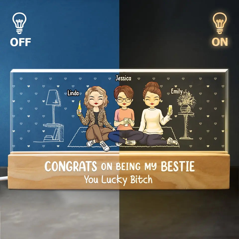 Celebrating Our Amazing Bond - Bestie Personalized Custom Acrylic Letters 3D LED Night Light - Gift For Best Friends, BFF, Sisters