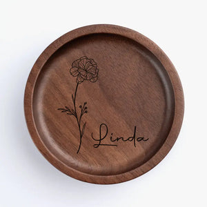 Because Of You, I Laugh A Little Harder - Bestie Personalized Custom Wooden Jewelry Dish - Gift For Best Friends, BFF, Sisters