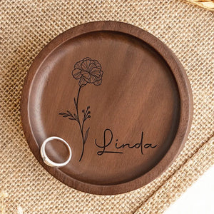 Because Of You, I Laugh A Little Harder - Bestie Personalized Custom Wooden Jewelry Dish - Gift For Best Friends, BFF, Sisters