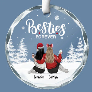 Life Is Better With True Friends - Bestie Personalized Custom Circle Glass Ornament - Christmas Gift For Best Friends, BFF, Sisters